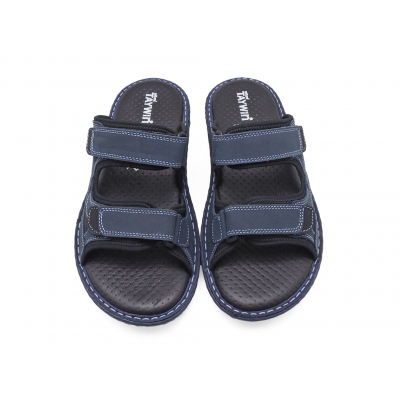 รองเท้าแตะ SKA-25 หนังนูบักกรมท่า-นูบักออยล์ดำ-ตาข่ายเทา